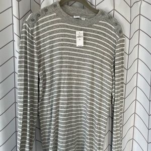 NWT Gap Striped LS Shirt with Button Detail - L Tall